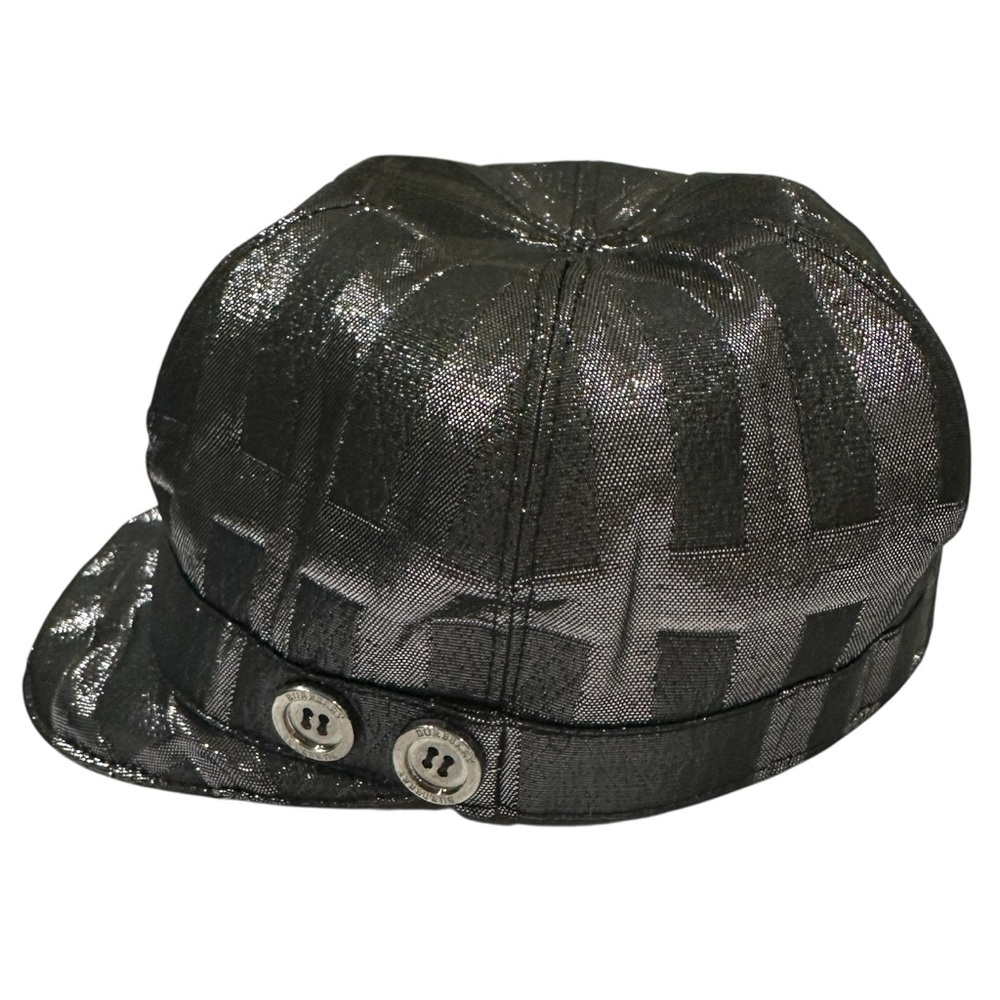 Burberry Kids Girl’s Black Pewter Metallic Newsboy Designer Y2K Cap Hat Size 8Y